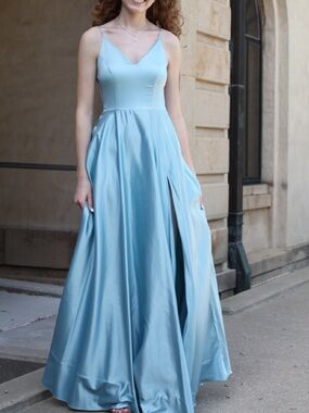 Blue Windsor Juliet High Slit Prom Dress